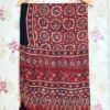 Hand blocked Ajrakh Modal silk dupatta in Natural dying